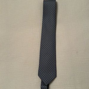 Hermes tall tie 66” long H repeating dark Blue Grey h